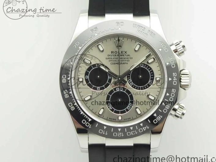 MiroTime 0217 Daytona 116519 Noob 1:1 Best Edition 904L SS Case Gray Black Dial on Black Rubber Strap SA4130 (Free Extra Strap) Durable 3336